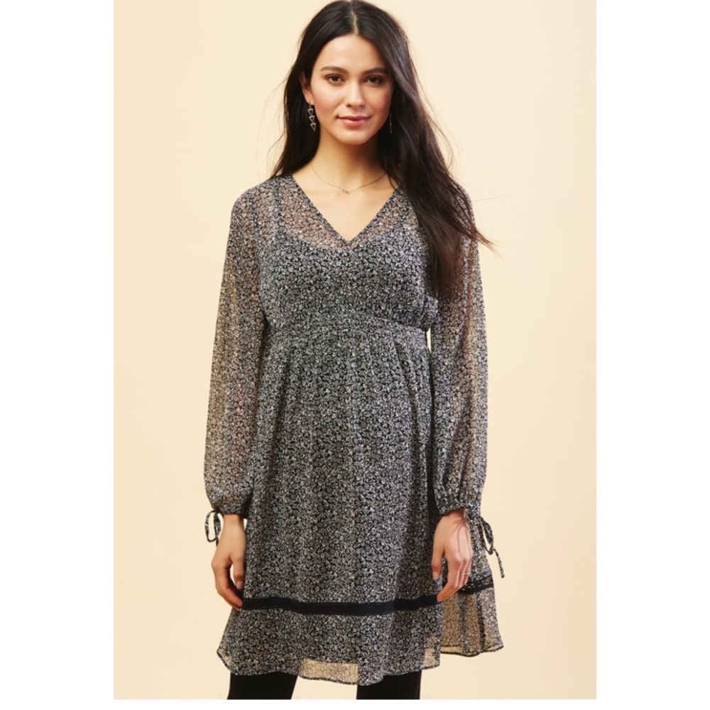 Motherhood Maternity Smocked-Waist Floral Dress